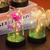 Gold Foil Rose Glass Dome Night Light - Everlasting Flower Valentine's & Birthday Creative Gift Ornament