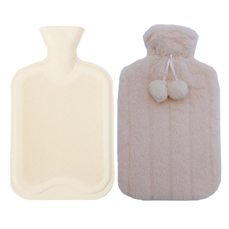 Hot Compress Hand Feet Warm Water Bag 2000ml Water Bag with Plush Cover Hot Water Bag Winter Gift for Students