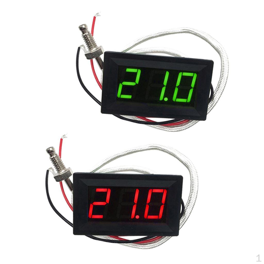 

2 Pieces DC 12V -30 to 800 Celsius Digital LED Temperature Detector Meter