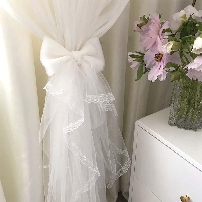 INS Curtain Bow Tiebacks Window Curtains Binding Rope White Window Curtain Strap Bag Decoration Curtain Decor Accessories
