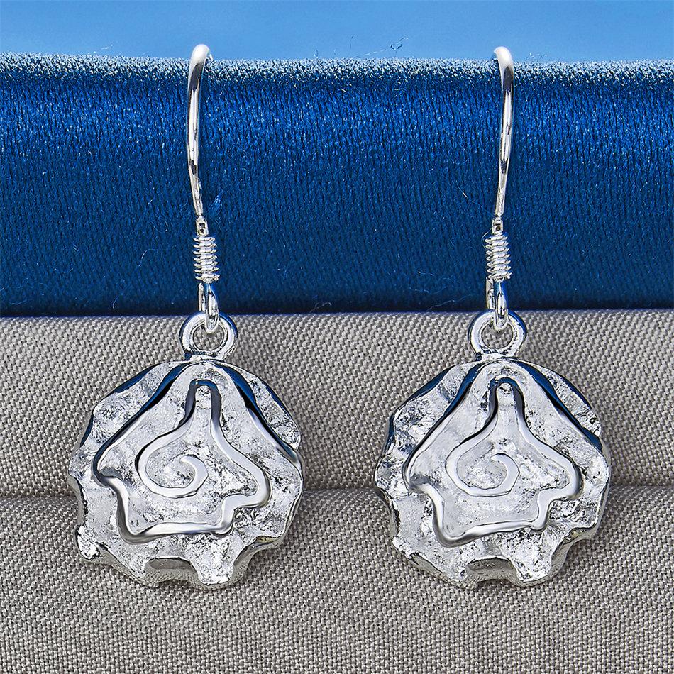 Elegant 925 Sterling Silver Exquisite Rose Earrings for Women, Fashionable Wedding Jewelry Accessories