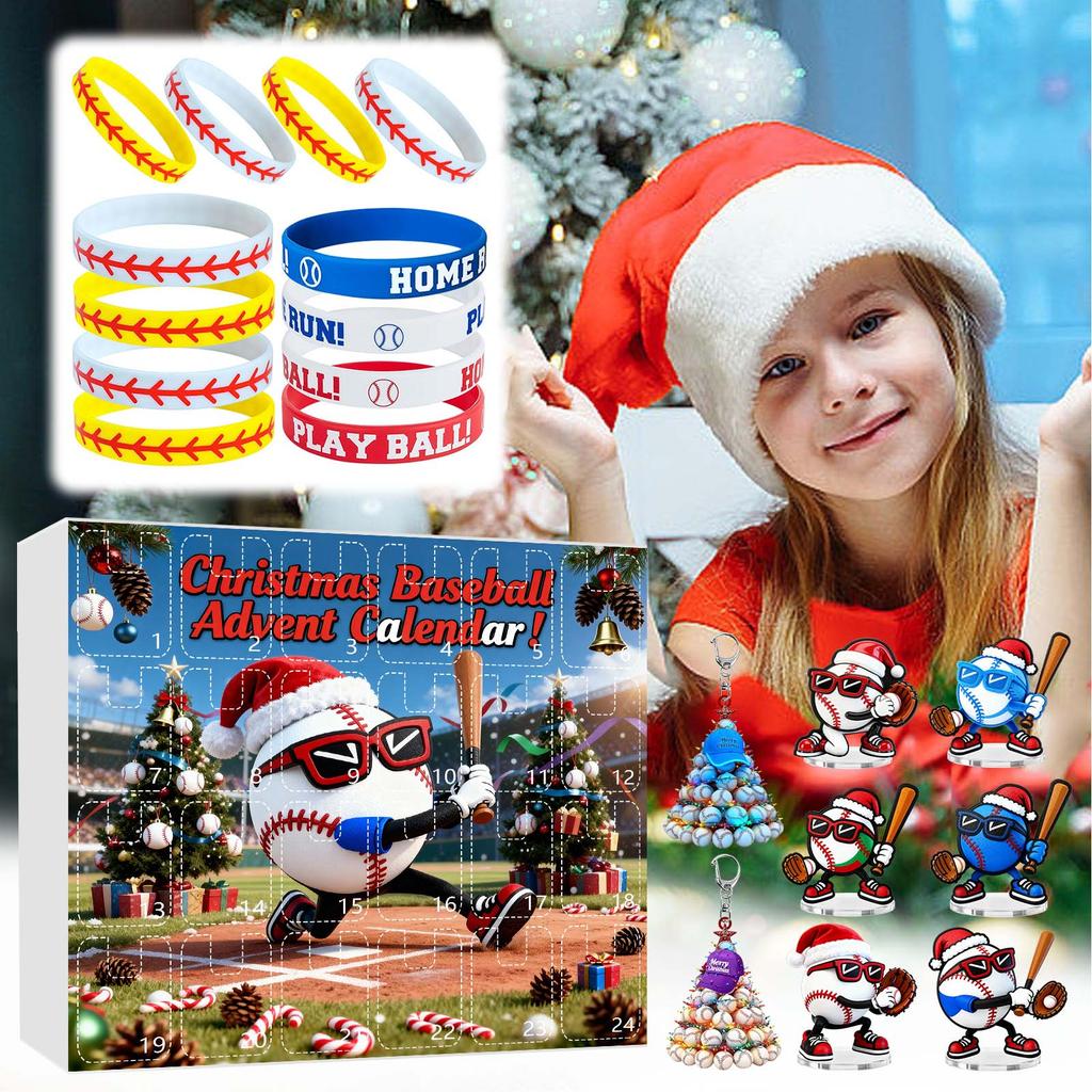 23d Weihnachts-Adventskalender, Baseball-Spielzeug für Kinder und Jugendliche, Überraschungs-Geschenkboxen für Jungen, Mädchen und Jugendliche, Baseball-Zubehör und Dekorationen