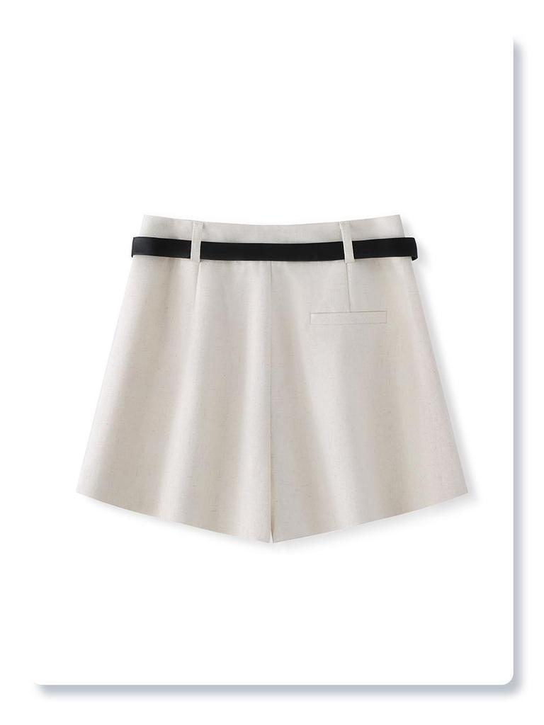 Women's Spring 2025 Casual A-line Suit Shorts - Loose, Wide-Leg, Four-Point Style