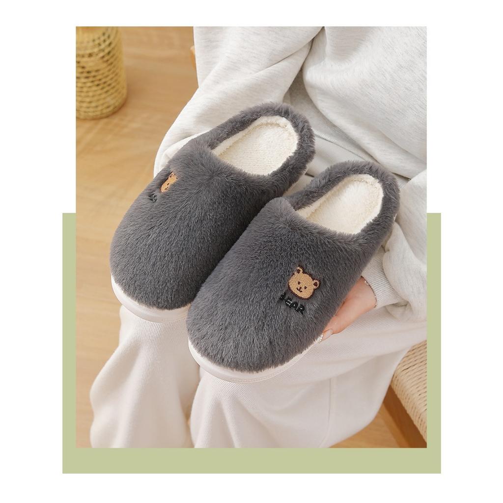 Home Furry Slippers for Women In Winter Cartoon Cute Fur Slippers for Men In Winter Home Furry Warm Cotton Slippers for Men