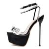 Mode Liyke Elegante Damen Party Hochzeitsschuhe Sexy Offene Zehe PVC Transparent Kristall Schleife Plateau Sandalen Nachtclub Stripper Heels