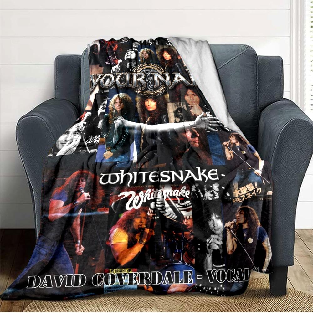 Name Custom WHITESNAKE Print Flannel Blanket High Quality Warm Comfortable Cover for All Seasons Perfect for Gifts Home Decor