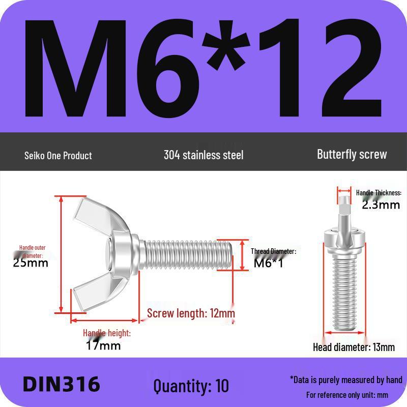 304 Stainless Steel Hand-Tightening Butterfly Weld Screws - Ram Horn M4 M5 M6 M8