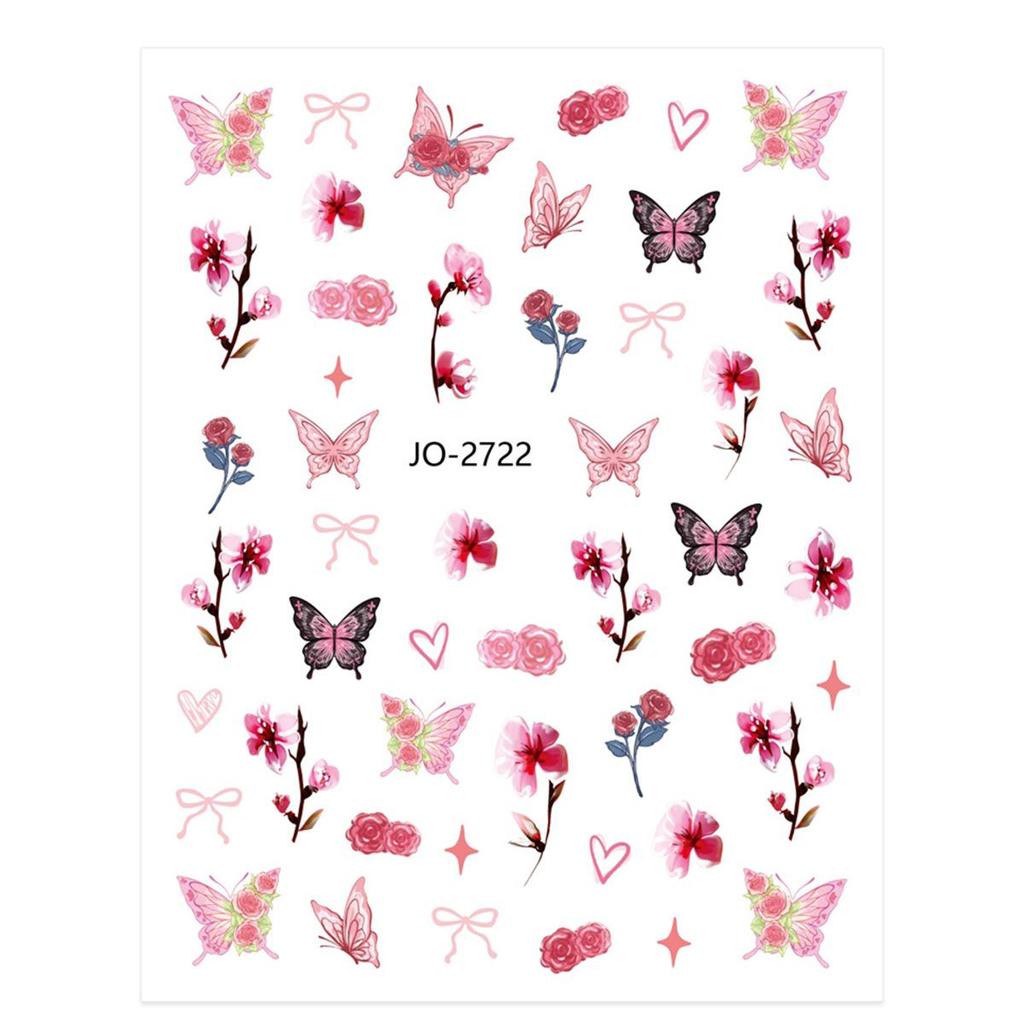 Ins Style Floral Butterfly Rose Self-Adhesive Nail Art Stickers, Same Style as Douyin & Xiaohongshu