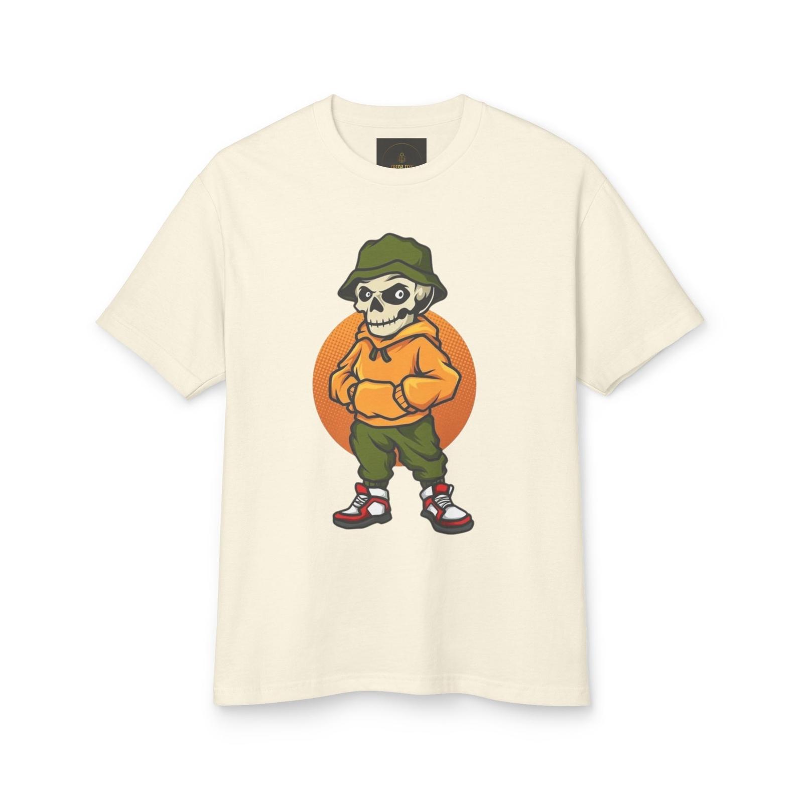 Skeleton Street Tee, Urban Skeleton Graphic Tee Shirt, Spooky Halloween T-Shirt, S