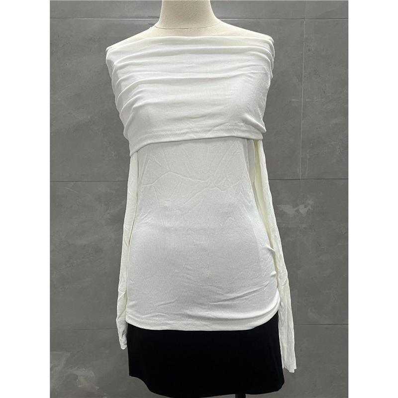 

В язаний светр на одне плече: Весняний стиль приталений топ з довгим рукавом One Size