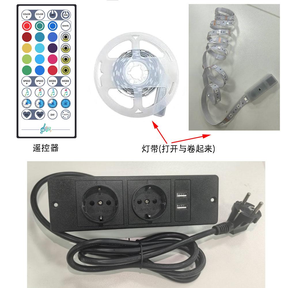 Zwart nachtkastje - nachtkastje met verlichting - dubbele lades - houten bijzettafel - geschikt voor de slaapkamer (35x40x60 cm)