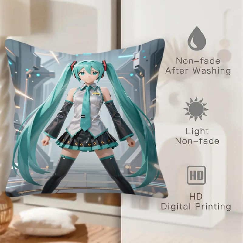 Sci-Fihatsune Miku Throw Pillow 18.18Inch Cushion Accent Pillow Includes Pillow Core Hd Print For Teens Sofa Bedroom Living Room