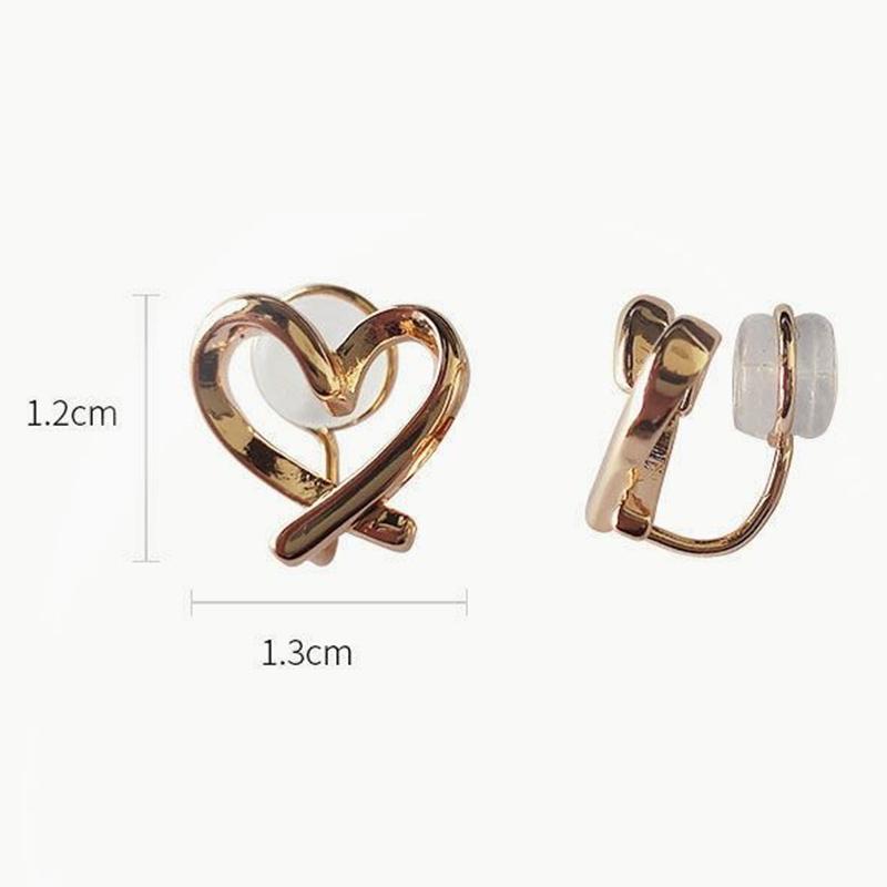 Fashion Irregular Hollow Heart Clip Earrings For Women Girls Non-Piercing Silicone Ear Clips Minimalist Stud Earring Jewelry