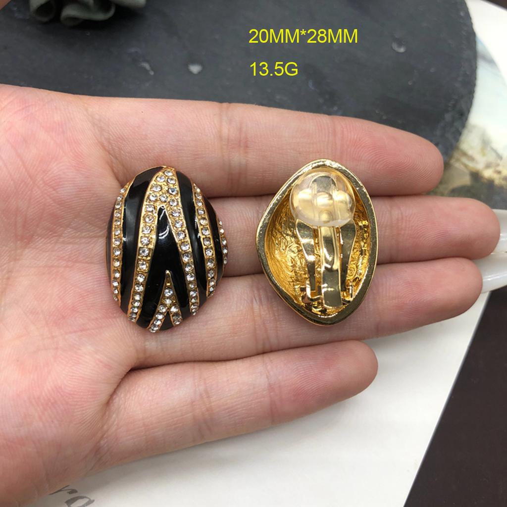 Wannian Classic Black Gold Series Necklace Earrings Plated Real Gold with Diamond Copper Chain Necklace Earrings Ear Clips Set Female