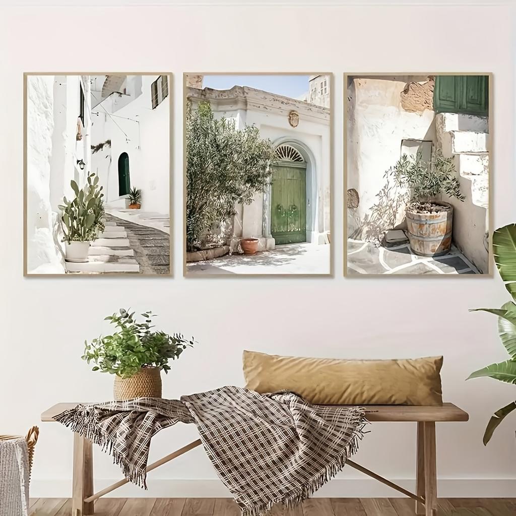 3er-Set Moderne Boho Olivenbaum Wandkunst Leinwand Poster, Rahmenlos Hochformat für Wohnzimmer Innen Dekoration