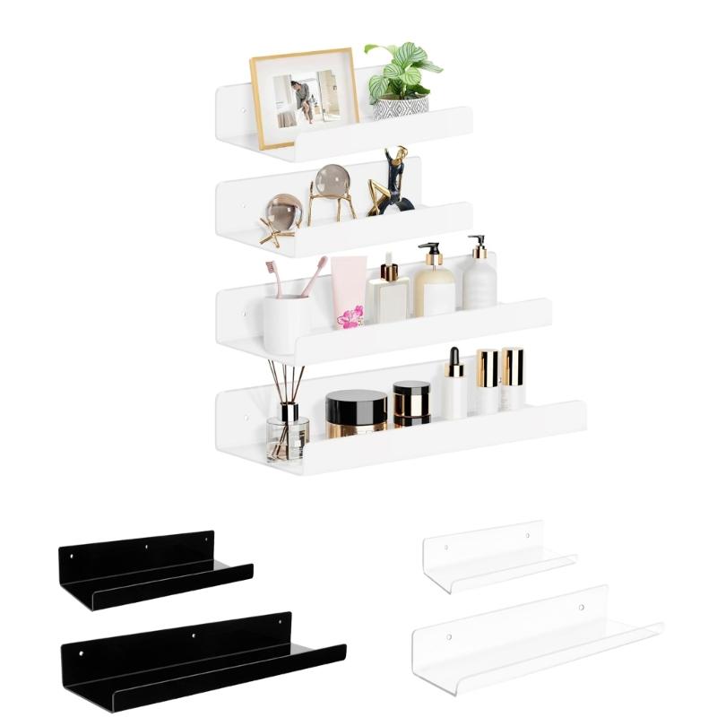 4Pcs Hanging Display Shelves for Books and Records Easy Install Photo Presentation Rack Multipurpose Floating Shelf