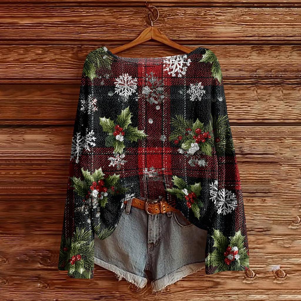 Women's Round Neck Lightweight Sweater Casual Long Sleeve Knit Pullover