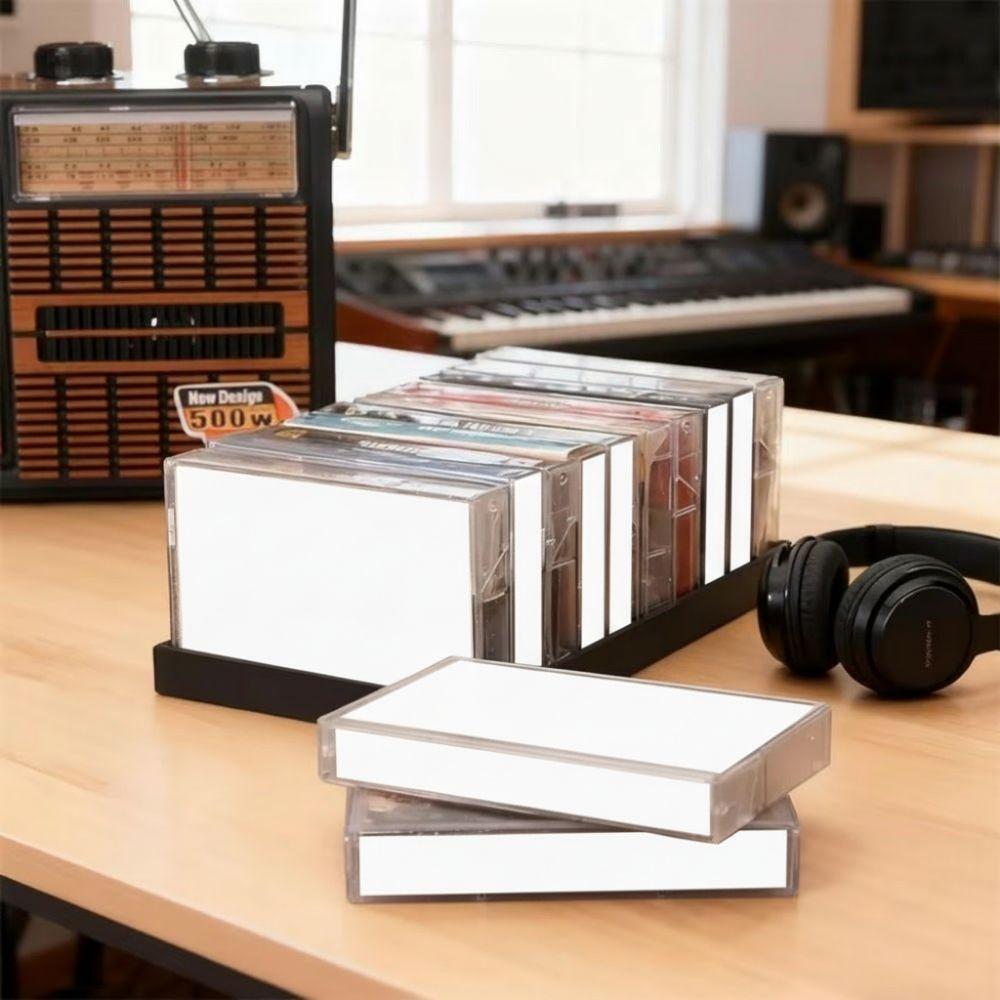 8/10 Slots Magnetic Tape Holder Large Capacity Plastic Card Display Stand Multi-functional Cassette Tape Holder Box