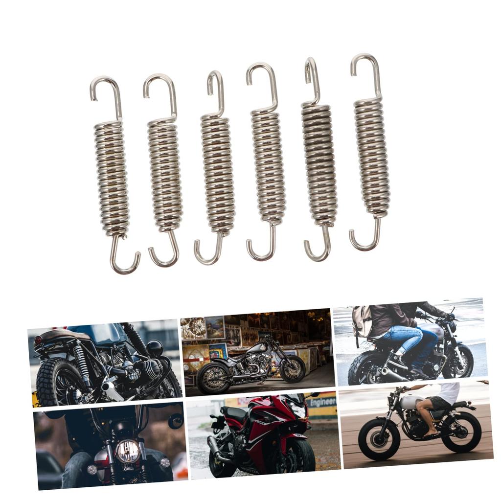 ABOOFAN 6pcs Spring Motorcycle Muffler Spring Motorcycle Swivel Spring Tension Spring Motorcycle Exhaust Spring Exhaust Spring Stainless Steel Silver