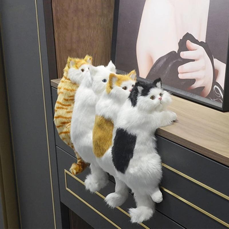 Cute Plush Simulation Cat Ornaments Figurine Home Desk Tv Hanging Toy Decor Car Decoration Stuffed Animals Sculptures