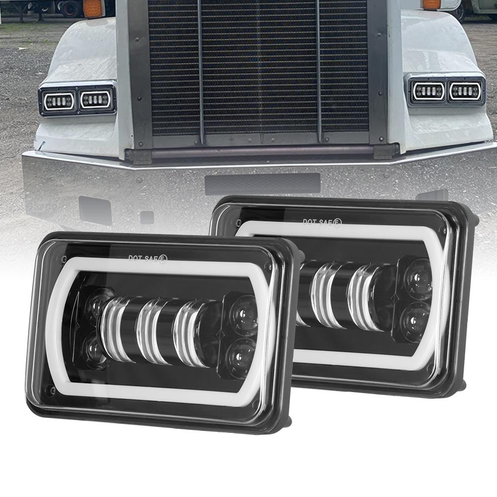 4X6inch Black Square LED Headlight DRL LED Driving Light Hi/Lo  For Honda Offroad Trucks Accessories Rectangular Light 12V