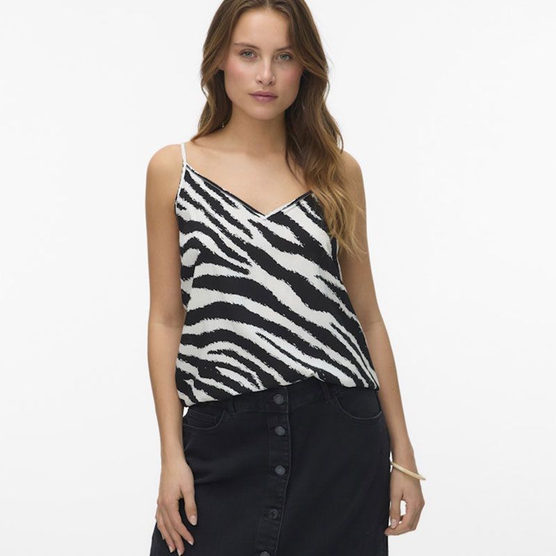 Débardeur col V à motif zèbre avec fines bretelles Femme VERO MODA