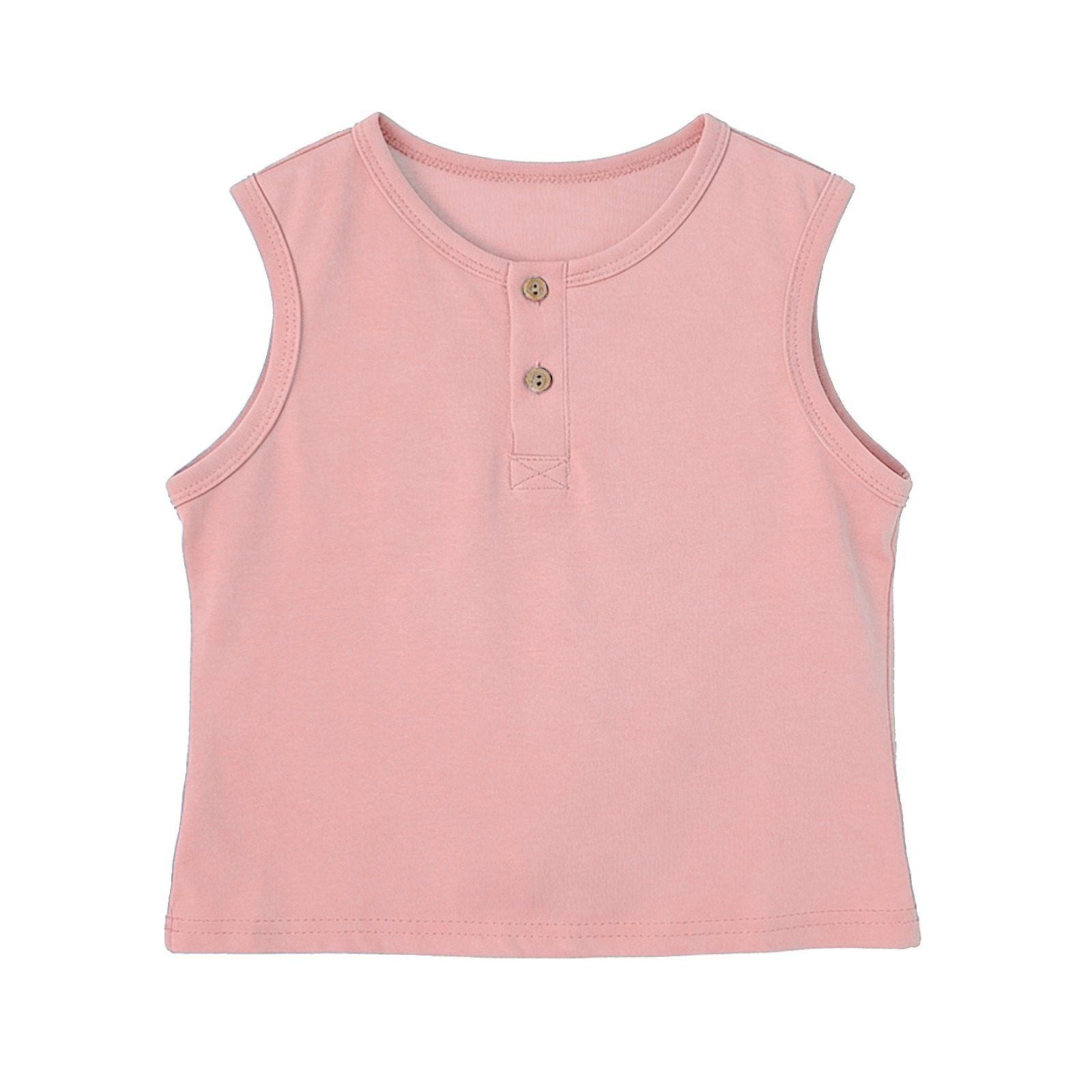 

Children s Casual Striped Printed Sleeveless Vest Round Neck Fashionable Sleeveless Camisole Top 130 рожевий