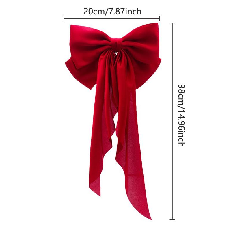 Bow Ribbon Hairpin Headwear Simple Elegant Satin Spring Clip Fixed Hair Clip Retro Party Headdress Red Hair Accessories
