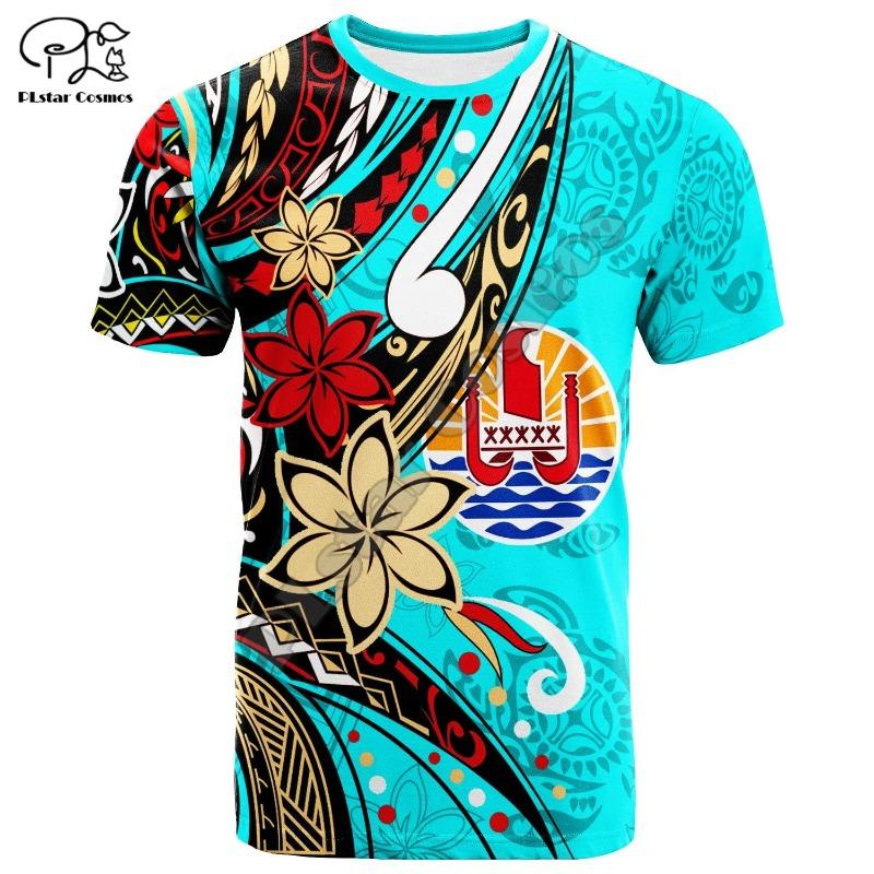 NewFashion French Polynesia Tahiti Country Flag Tribal Culture Retro 3DPrint Men/Women Summer Colorful Short Sleeves T-Shirts B5