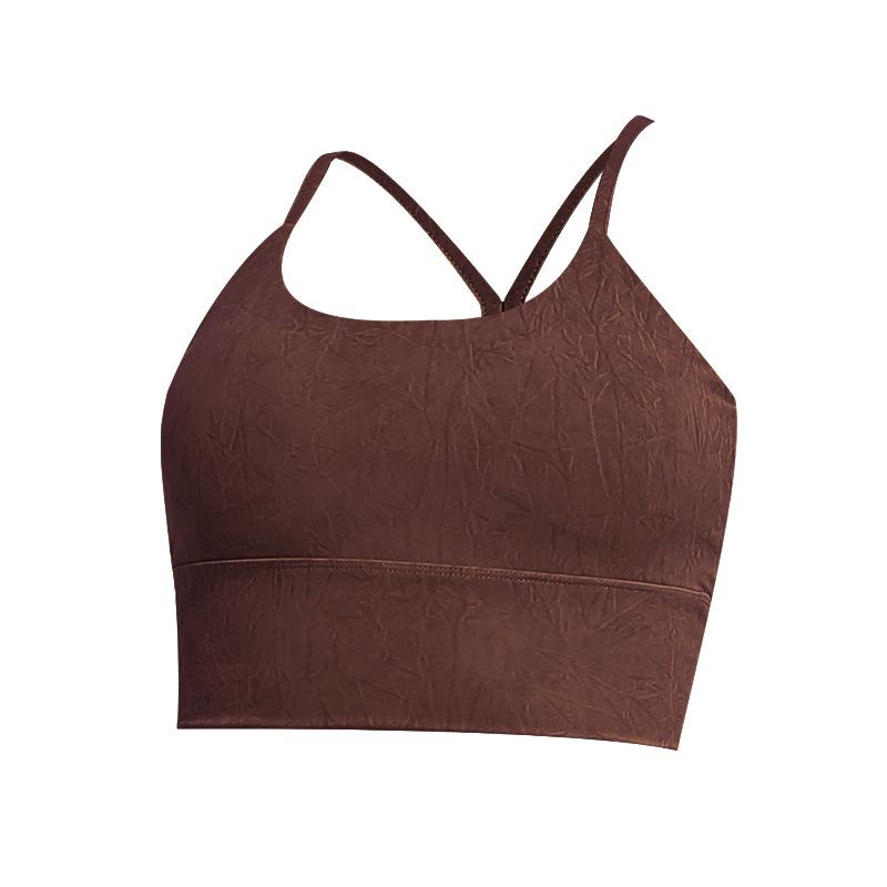 

Женский беспроводной спортивный бюстгальтер: Йога-топ с амортизацией и стильным дизайном спины S кофейный