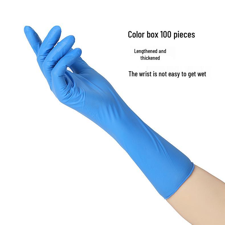 

12-дюймовые высокоэластичные нитриловые перчатки без пудры, утолщенные и многоразовые хозяйственные перчатки