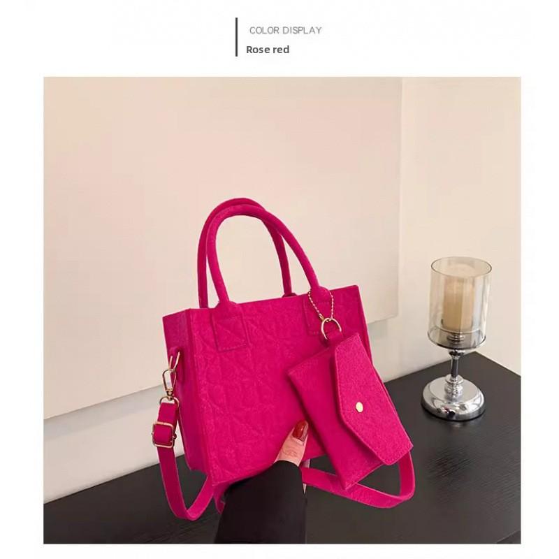 

Маленькая сумочка с нишевой текстурой, простая и универсальная, модный войлок, на одно плечо, кроссбоди, сумка для мамы, набор из двух предметов 20*18*10cm синий