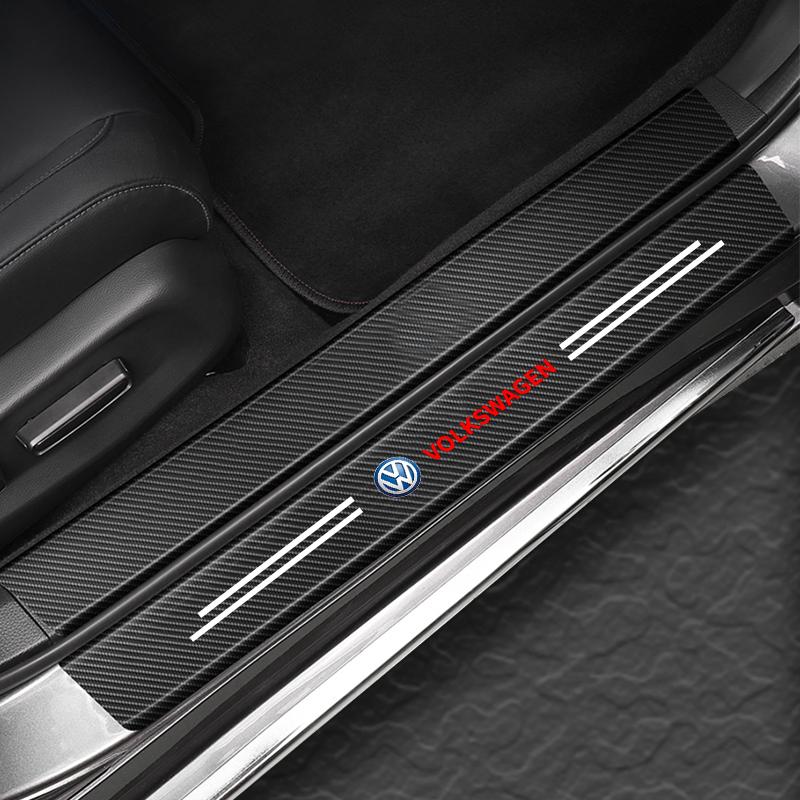 Für VOLKSWAGEN VW Autotürschwellenleisten Kofferraum Heckstoßstange Schutz Lederaufkleber Für Volkswagen VW GTI TOURAN CADDY