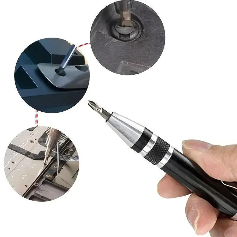 Tournevis manuel 8-en-1 Type stylo Portable Multi-spécifications Avec tête de tournevis magnétique Outil de tournevis Tête de tournevis haute densité