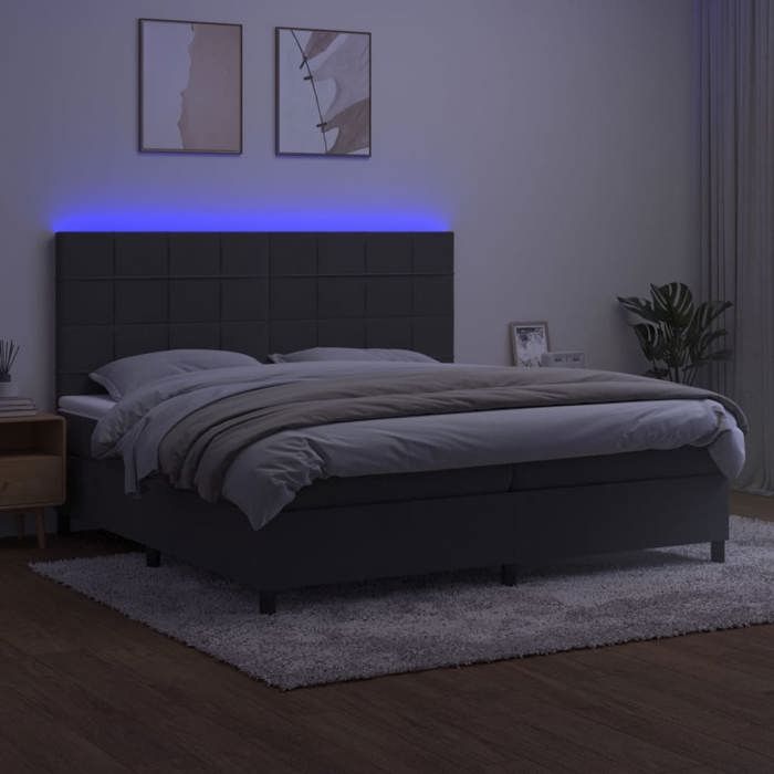 Maison Exclusive - Sommier à lattes de lit matelas et LED Gris foncé 200x200 cm