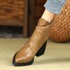 New Pointed Metal Sheet Women's Boots Retro Waterproof Table Small Man Velcro New European and American High-heeled Martin Boots Women