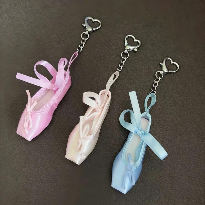 Handcrafted Mini Ballet Shoe Keychain Creative Ribbon Wallet Hanging Ornament for Artistic Decoration Daily Item
