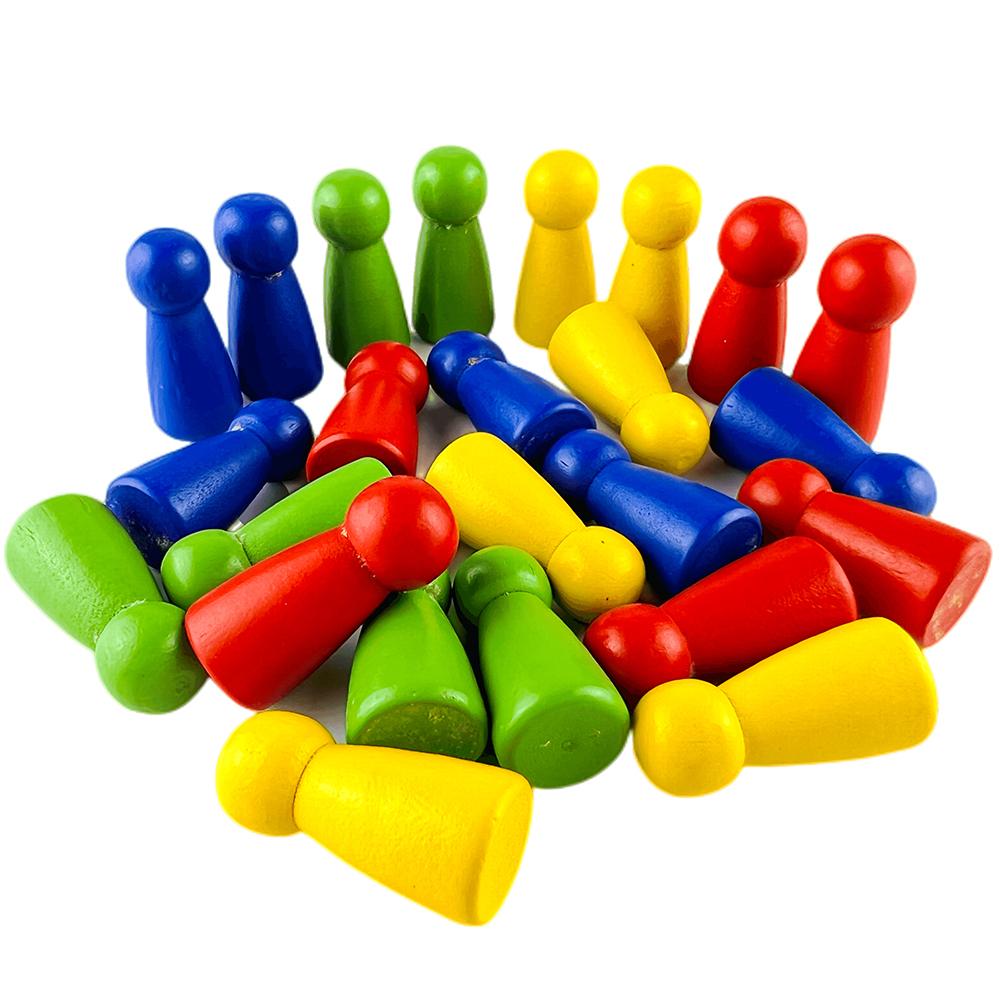 8pcs 31mm Game Piece Wooden Pawn Chess with 6 Sided Dice for Chess Tabletop Games