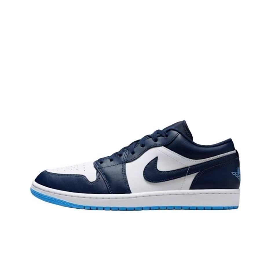 Jordan Air Jordan 1 Monster Lab, Canglang Moon Shadow Low top Vintage Basketball Shoes Unisex White Blue Silver 553558-404(Team445-)
