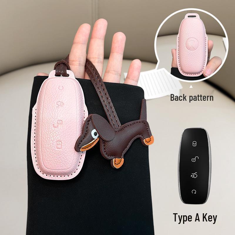 French Style Leather Key Case for BYD D9/N7/N8 - Full Coverage Remote Control Protective Shell