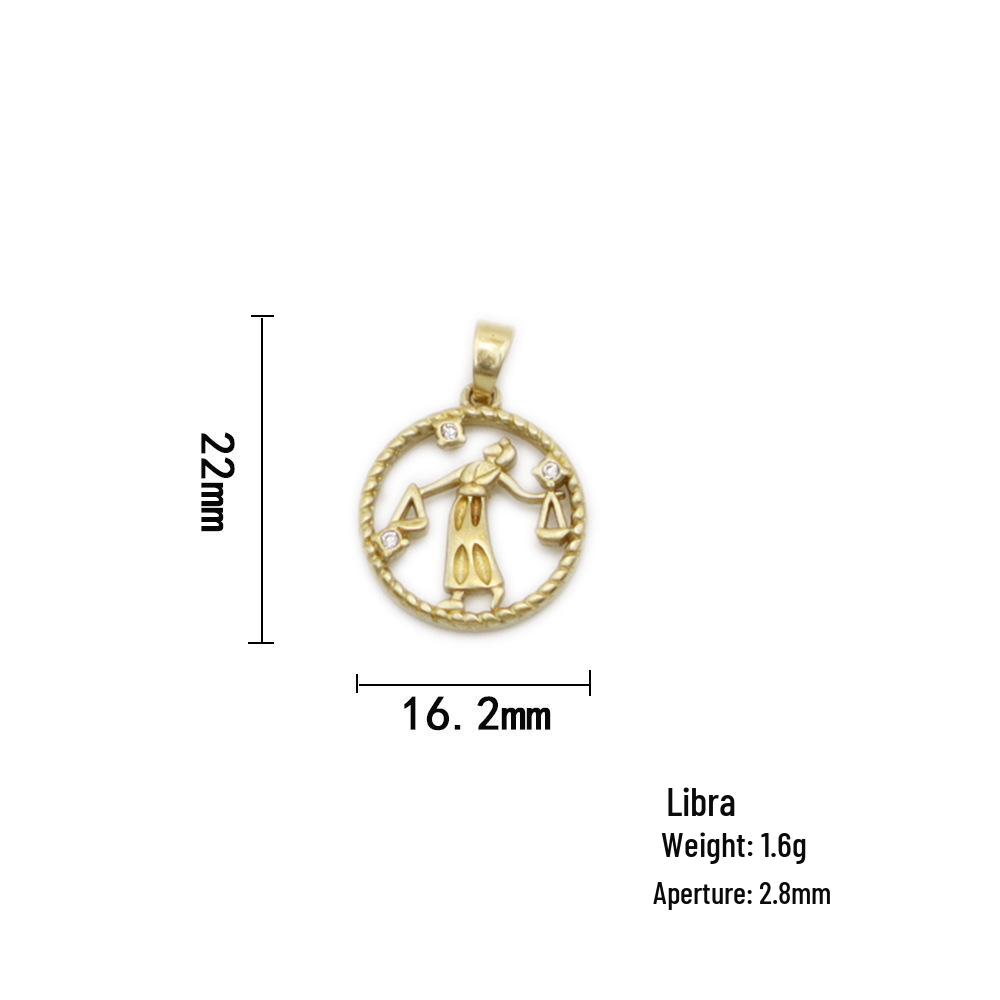 Twelve Constellations Hollow Brass Pendants & Charms for DIY Jewelry