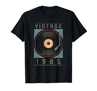 Custom Vintage 1985 Vinyl Turntable Retro DJ Birthday T-shirt