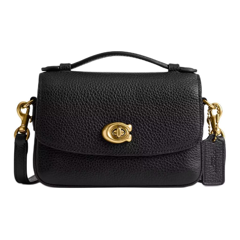 Coach Cassie 17 Brand Logo Detachable Shoulder Strap Refined Pebble Leather Shoulder Crossbody Tote Bag Small Women Handbags Black CW565-B4BK