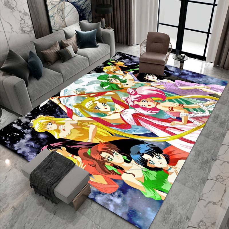3D printed Sailor Moon pattern rug, large-area non-slip washable rug,, suitable for bedroom home décor.22