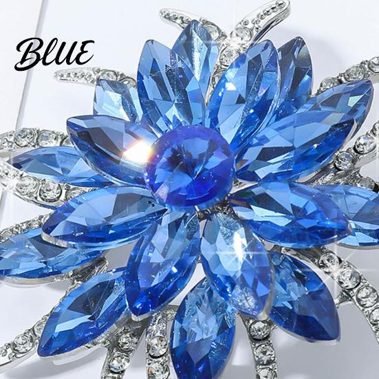 Brooch Women Flower Shape Sparkling Rhinestones Inlaid Practical Pin Glossy