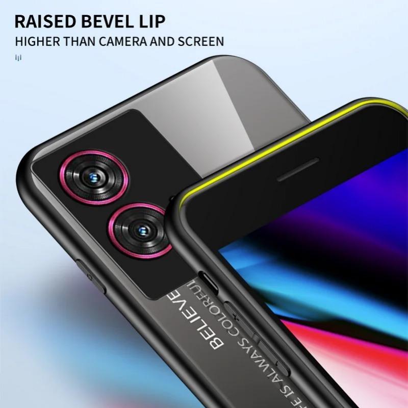 Gradient Tempered Glass Case for Moto Edge 50 Fusion 50 Pro 40 Edge40 Neo Edge 30 Ultra 20 Moto G04 G24 Camera Lens Protection Shockproof Back Cover