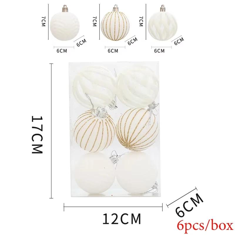 6pcs/box 6cm Christmas Balls Ornaments Christmas Tree Hanging Pendants Christmas Decorations for Home 2025 Navidad New Year Gift