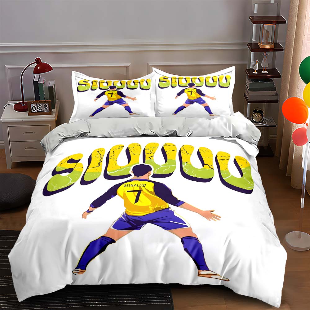 

Ronaldo figure and SIUUU. Bedding sets Duvet cover sets Duvet covers Pillowcases(1 * Duvet Cover 2 * Pillowcases, without duvet insert) 135x200cm