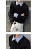Herren Herbst Gestreiftes Patchwork Sweatshirt - Fake Zweiteiliger Kragen Langarm Streetwear Oberteil