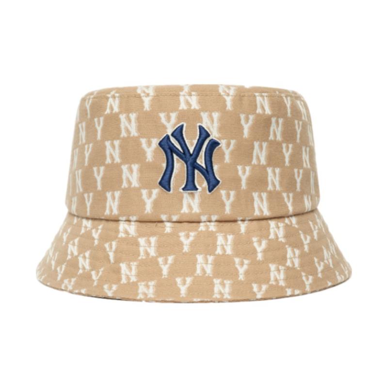 MLB MONOGRAM Reading Collection Polyester Bucket Hats Unisex Khaki Fashion 3AHTFF02N-50BGD